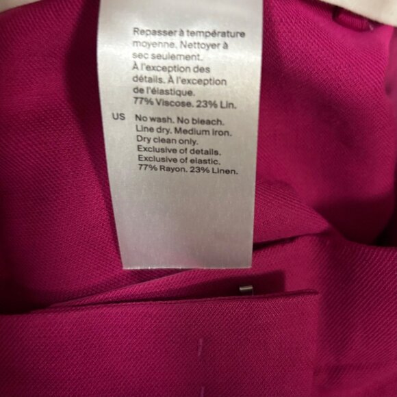 COS Womens Fuchsia Wide-Leg Pleated Linen-Blend Trousers Size 4 - Picture 10 of 10